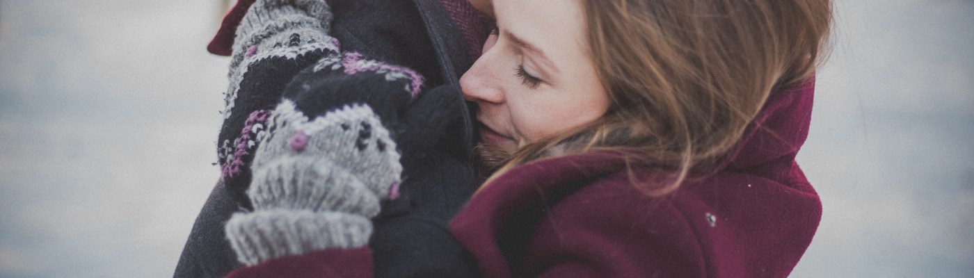 hugging in snow